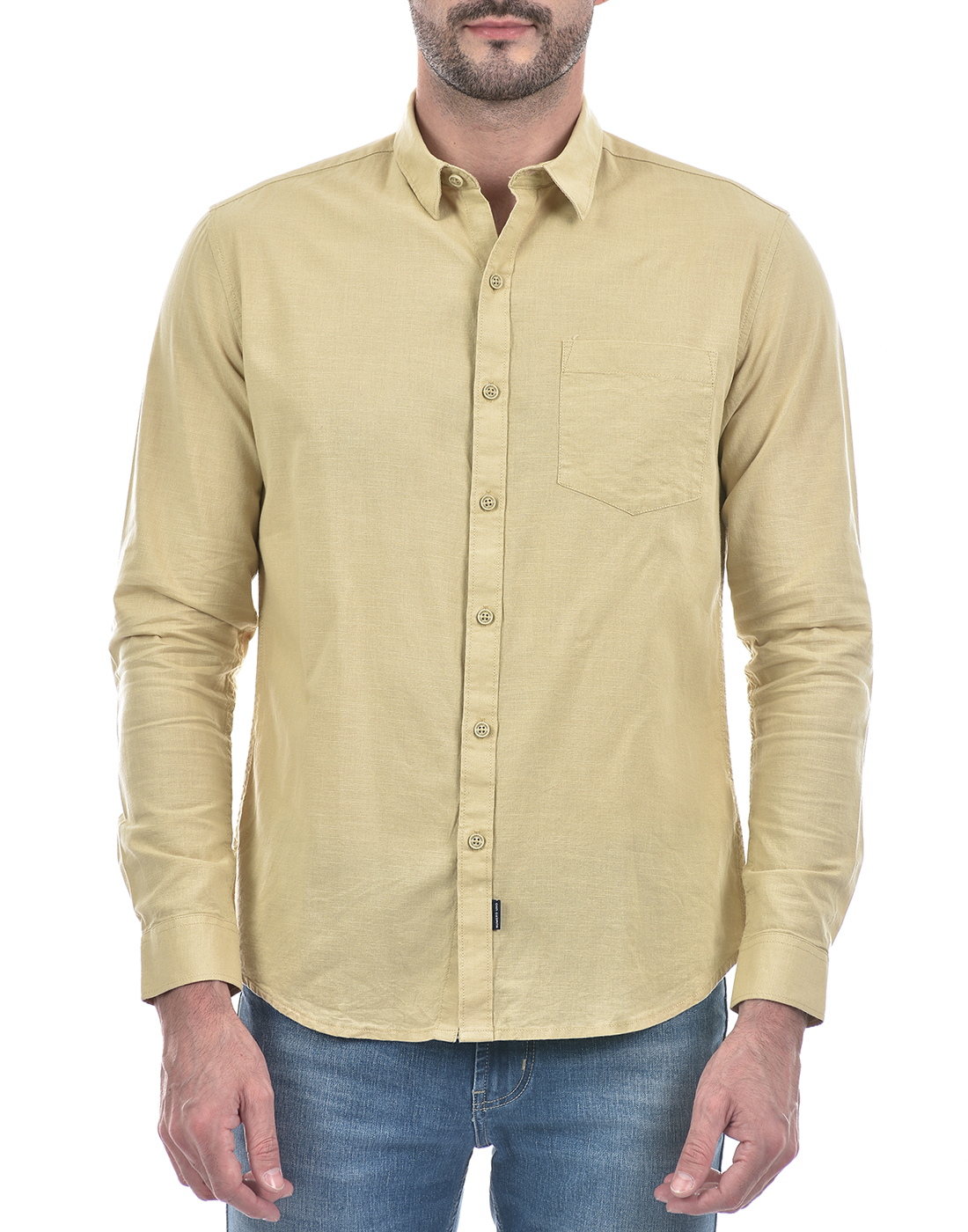 Numero Uno Men Solid Beige Shirt